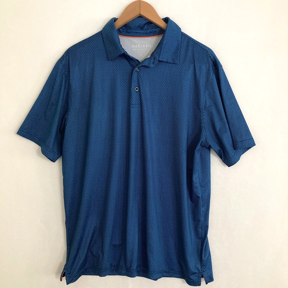 Maelreg Performance Polo Shirt Mens L Short Sleeve Lightweight AOP Golf Preppy